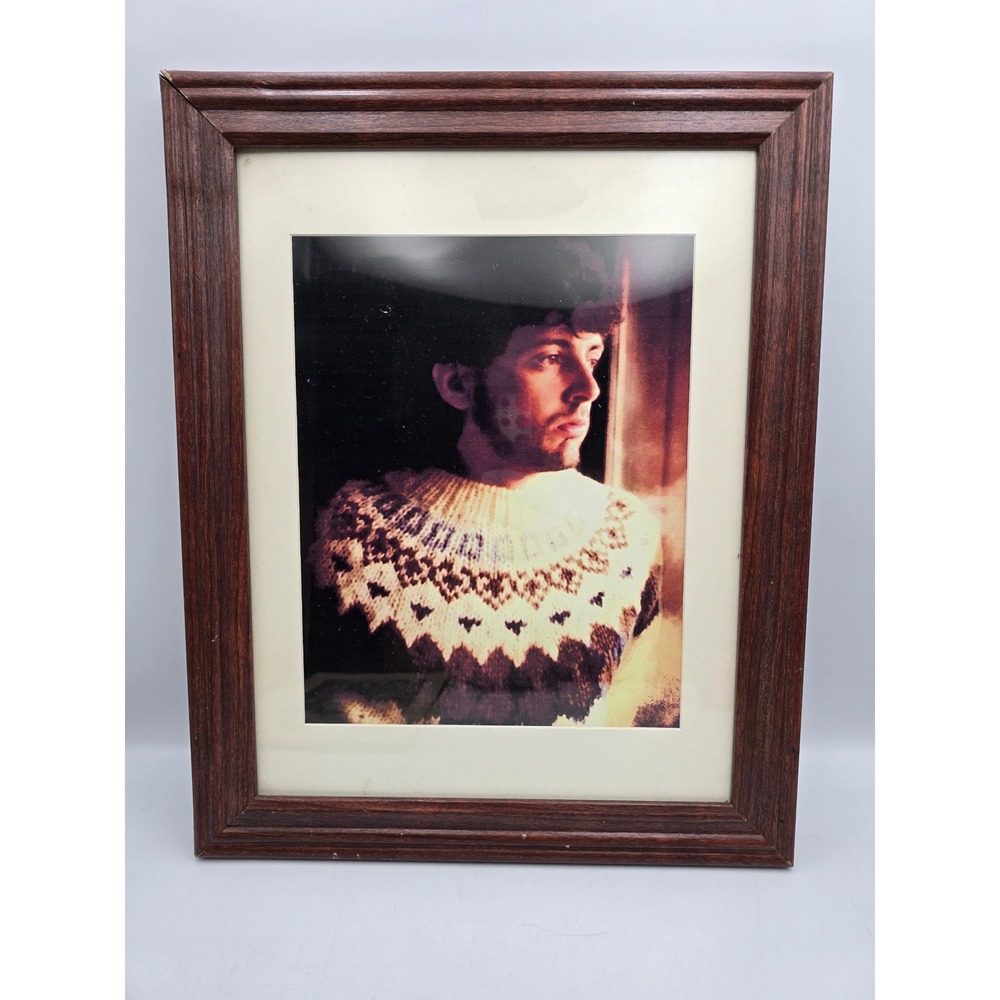 Framed Portrait "wistful 80's" Photo 12x15 Brown Wood Frame‎ Vintage